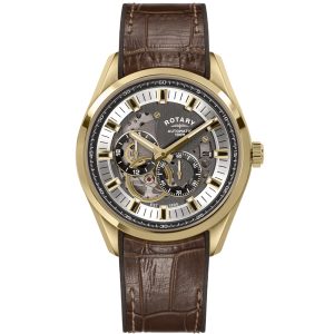 Rotary Seamatic Skeleton Dial Gold Stainless Steel Watch