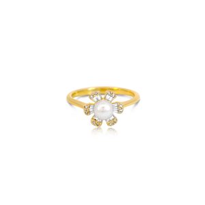 9ct Yellow Gold Diamond & Fresh Water Flower Bellagio Lulua Ring