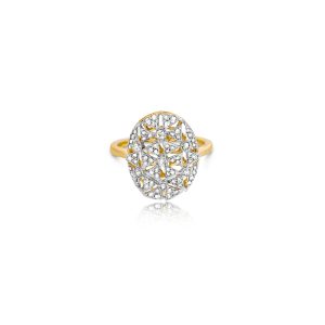 9ct Yellow Gold Claw Set Diamond Oval Web Shape Bellagio Piccola Ring