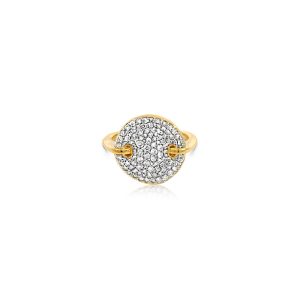 9ct Yellow Gold Pave Set Diamond Disc Bellagio Piccola Ring