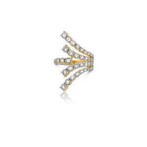 9ct Yellow Gold Pave Set Diamond Diverging Bellagio Piccola Ring