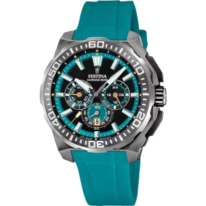 Festina Chrono Bike Teal & Black Dial Stainless Steel Watch