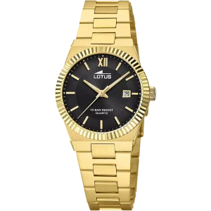 Lotus Freedom Black Dial Gold Stainless Steel Ladies Watch