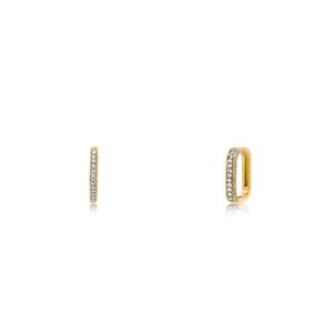 9ct Yellow Gold Claw Set Diamond Oblong Bellagio Piccola Huggie Earrings