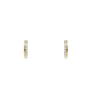 9ct Yellow Gold Claw Set Baguette Diamond Bellagio Piccola Huggie Earrings