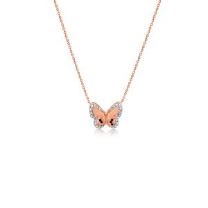 14ct Rose Gold Claw Set Diamond & Butterfly Honeycomb Bellagio Piccola Pendant