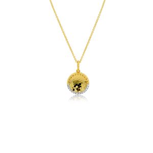 14ct Yellow Gold Claw Set Round Honeycomb Piccola Pendant