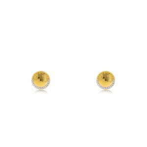 14ct Yellow Gold Claw Set Round Honeycomb Piccola Earring