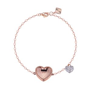 14ct Rose Gold Claw Set Diamond & Heart Honeycomb Bellagio Piccola Bracelet