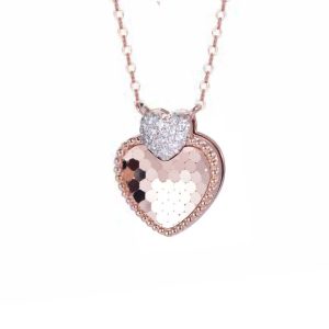 14ct Rose Gold Claw Set Diamond & Heart Honeycomb Bellagio Piccola Pendant