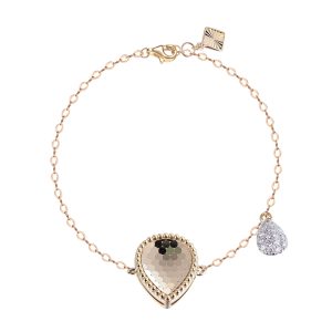 14ct Yellow Gold Claw Set Diamond & Pear Honeycomb Bellagio Piccola Bracelet