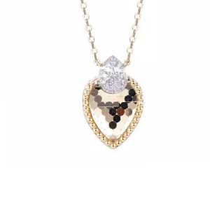 14ct Yellow Gold Claw Set Diamond & Pear Honeycomb Bellagio Piccola Pendant