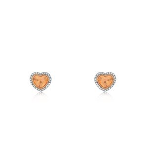 14ct Rose Gold Claw Set Heart Halo Honeycomb Piccola Earring
