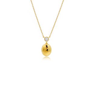 14ct Yellow Gold Claw Set Diamond & Oval Honeycomb Bellagio Piccola Pendant