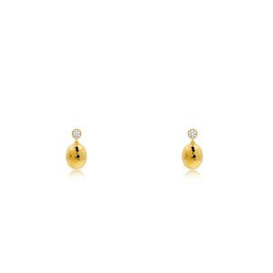 14ct Yellow Gold Claw Set Diamond & Oval Honeycomb Bellagio Piccola Earrings