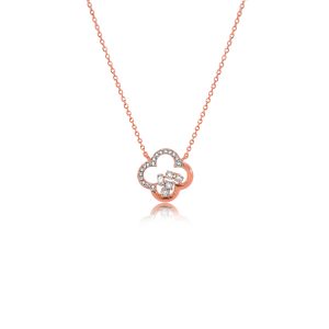 9ct Rose Gold Claw Set Diamond Clover Shape Bellagio Piccola Pendant
