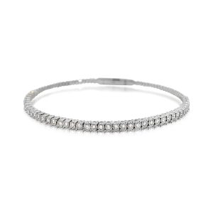 9ct White Gold Claw Set Round Diamond Piccola Flex Bangle