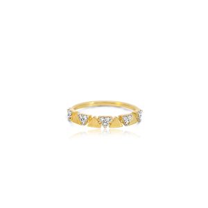 9ct Yellow Gold Claw Set Diamond Alternating Triangle Bellagio Piccola Ring